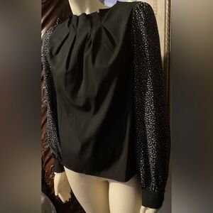 SHEIN Black Blouse with Patterned Sleeves